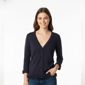 Ann Taylor Navy Blue Button-Up Sweater Cardigan